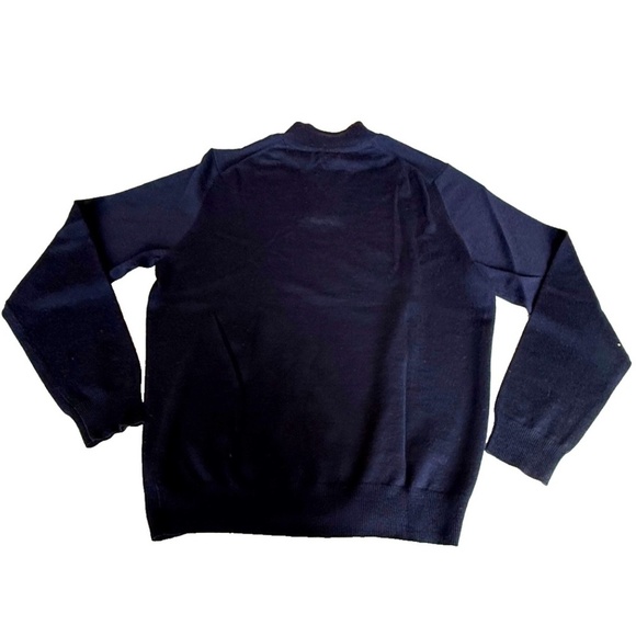 JOSEPH & LYMAN Italian Merino Wool 1/4 Zip Mock Neck Sweater; Navy Blue; Men's M - Picture 5 of 5